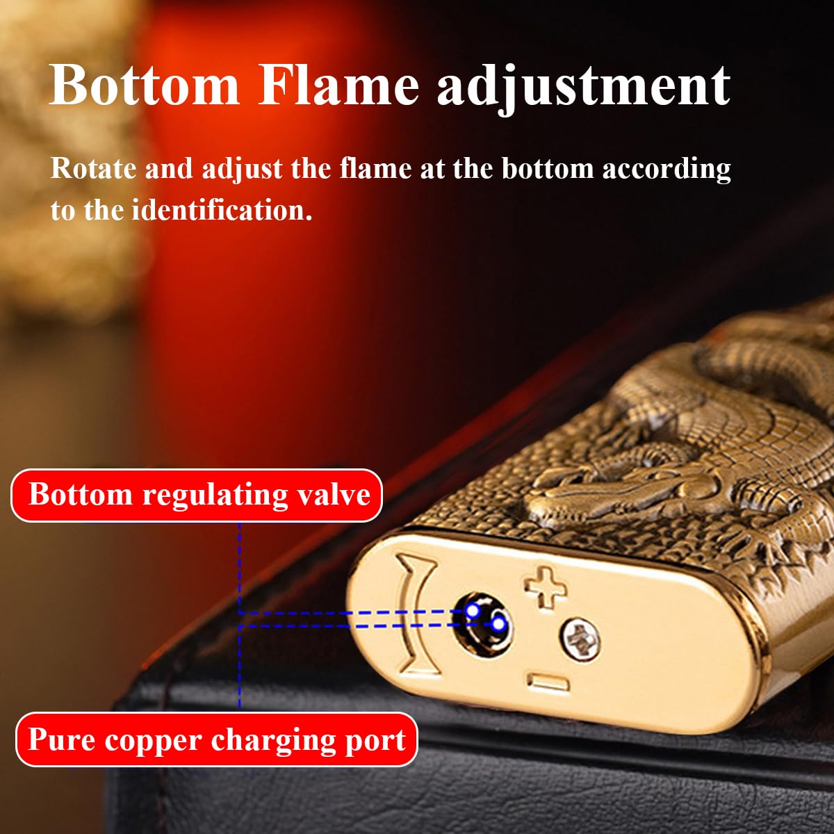 3D Engraved Crocodile Double Flame Lighter