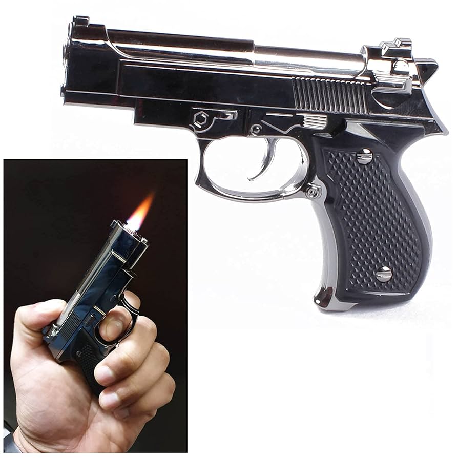 Compact Metal Gun Flame Lighter