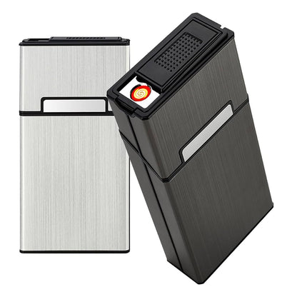2-in-1 USB Rechargeable Electric Lighter with Cigarette Case