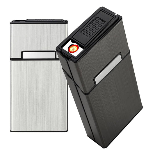 2-in-1 USB Rechargeable Electric Lighter with Cigarette Case